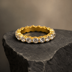 925 Sterling Silver White CZ Eternity Stack Ring - close-up detail - Tarashya Jewels