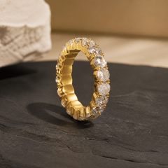 925 Sterling Silver White CZ Eternity Stack Ring - angled product view - Tarashya Jewels