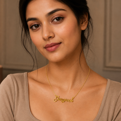Custom Name Necklace - 925 Sterling Silver - on-model detail - Tarashya Jewels