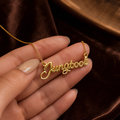 Custom Name Necklace - 925 Sterling Silver - hand-held scale view - Tarashya Jewels