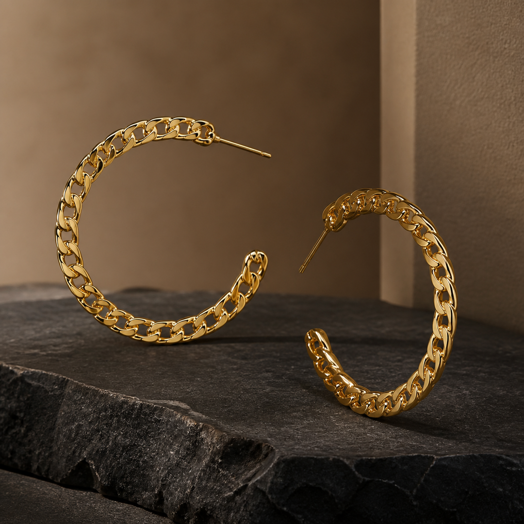 45 mm Cuban Hoop Earrings - Gold-Plated Brass - primary product image - Tarashya Jewels
