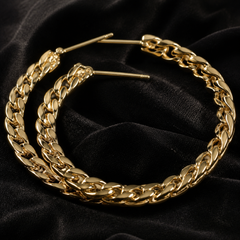 45 mm Cuban Hoop Earrings - Gold-Plated Brass - close-up detail - Tarashya Jewels