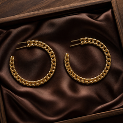 45 mm Cuban Hoop Earrings - Gold-Plated Brass - flat lay - Tarashya Jewels