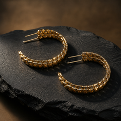 45 mm Cuban Hoop Earrings - Gold-Plated Brass - angled product view - Tarashya Jewels