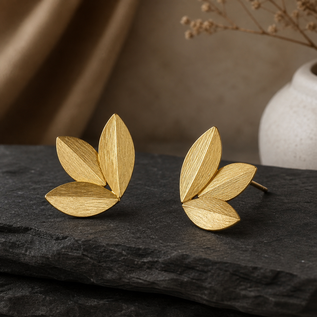 Leaf Earrings - Gold-Plated Brass - primary product image - Tarashya Jewels
