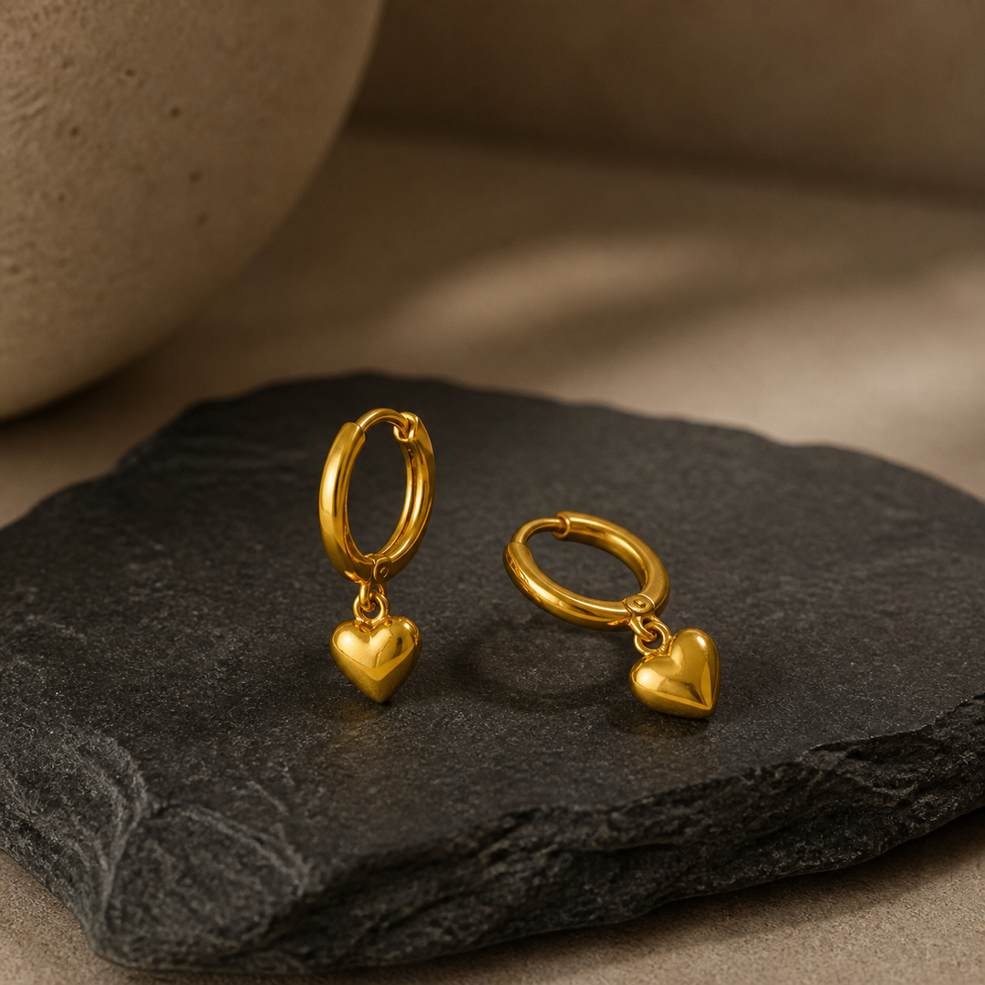 Mini Heart Huggie Earrings - Gold-Plated Brass - primary product image - Tarashya Jewels