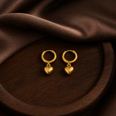 Mini Heart Huggie Earrings - Gold-Plated Brass - flat lay - Tarashya Jewels