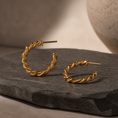 Twisted Bold Hoop Earrings - Gold-Plated Brass - primary product image - Tarashya Jewels