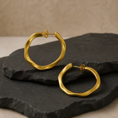 Wavy Medium Hoop Earrings - Brass - primary product image - Tarashya Jewels