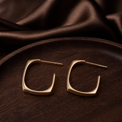 Geometric Hoop Earrings - Gold-Plated Brass - flat lay - Tarashya Jewels