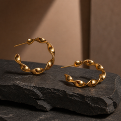 Spiral Twisted Hoop Earrings - Gold-Plated Brass - primary product image - Tarashya Jewels