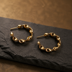 Spiral Twisted Hoop Earrings - Gold-Plated Brass - angled product view - Tarashya Jewels