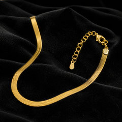 3 mm Flat Snake Chain - Brass - close-up detail - Tarashya Jewels