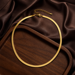 3 mm Flat Snake Chain - Brass - flat lay - Tarashya Jewels