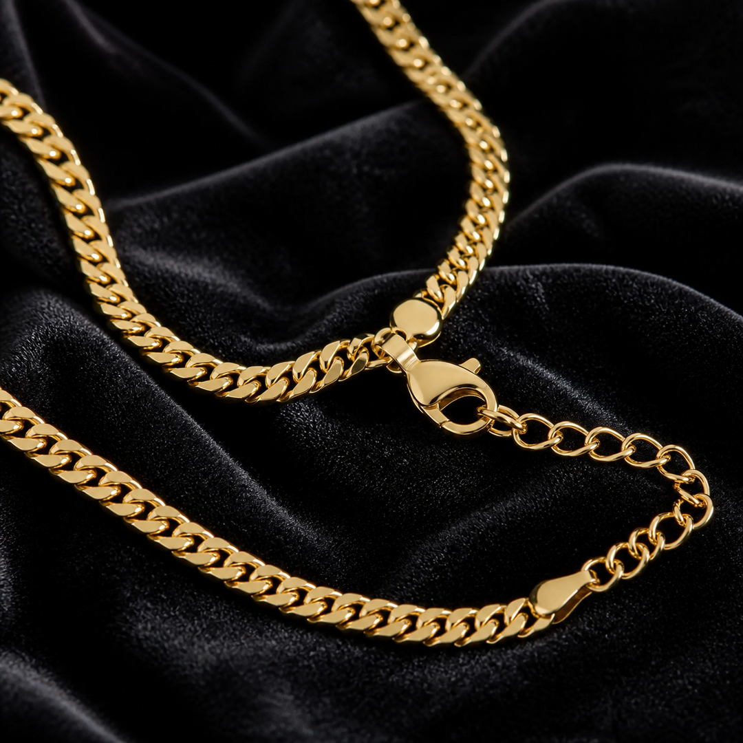 3 mm Cuban Chain - Brass - close-up detail - Tarashya Jewels