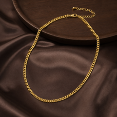 3 mm Cuban Chain - Brass - flat lay - Tarashya Jewels