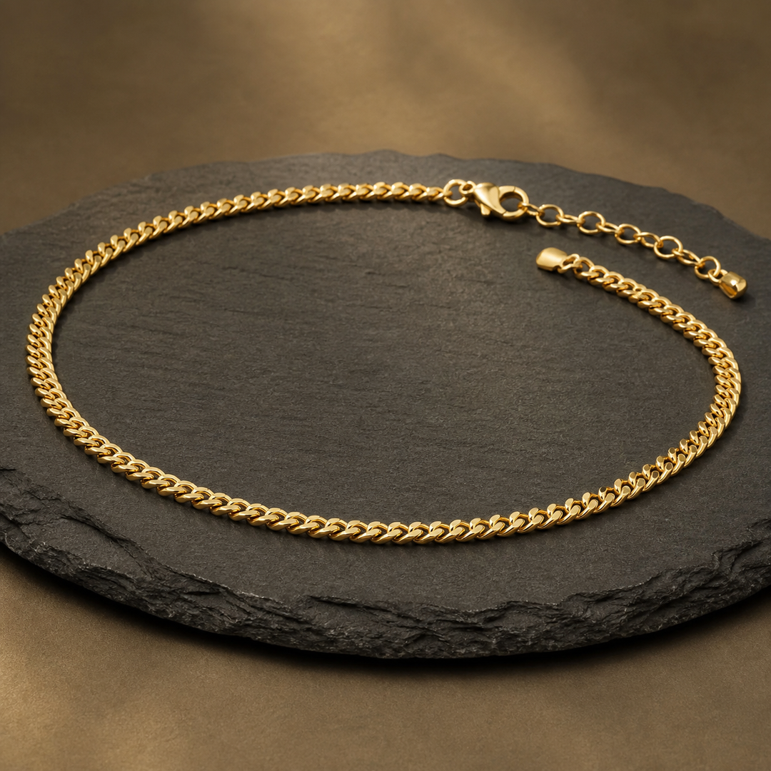 3 mm Cuban Chain - Brass - angled product view - Tarashya Jewels