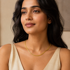 3 mm Cuban Chain - Brass - on-model detail - Tarashya Jewels
