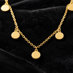 Small Coin Necklace - Brass - close-up detail - Tarashya Jewels
