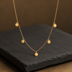 Small Coin Necklace - Brass - angled product view - Tarashya Jewels