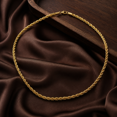 2 mm Rope Chain - Brass - flat lay - Tarashya Jewels