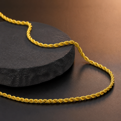 2 mm Rope Chain - Brass - angled product view - Tarashya Jewels
