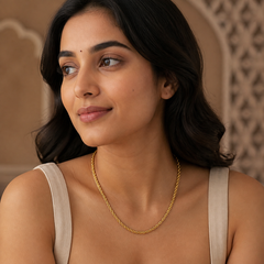 2 mm Rope Chain - Brass - on-model detail - Tarashya Jewels