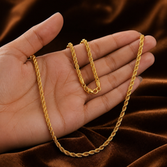 2 mm Rope Chain - Brass - hand-held scale view - Tarashya Jewels