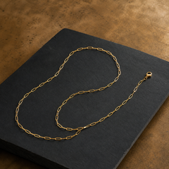 1.2 mm Round Paperclip Chain - Brass - angled product view - Tarashya Jewels