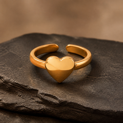 Gold-Plated Adjustable Heart Ring - Brass - primary product image - Tarashya Jewels