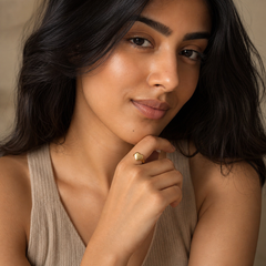 Gold-Plated Adjustable Heart Ring - Brass - on-model detail - Tarashya Jewels