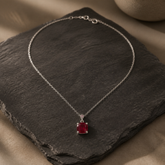 Red CZ Pendant Necklace - 925 Sterling Silver - primary product image - Tarashya Jewels