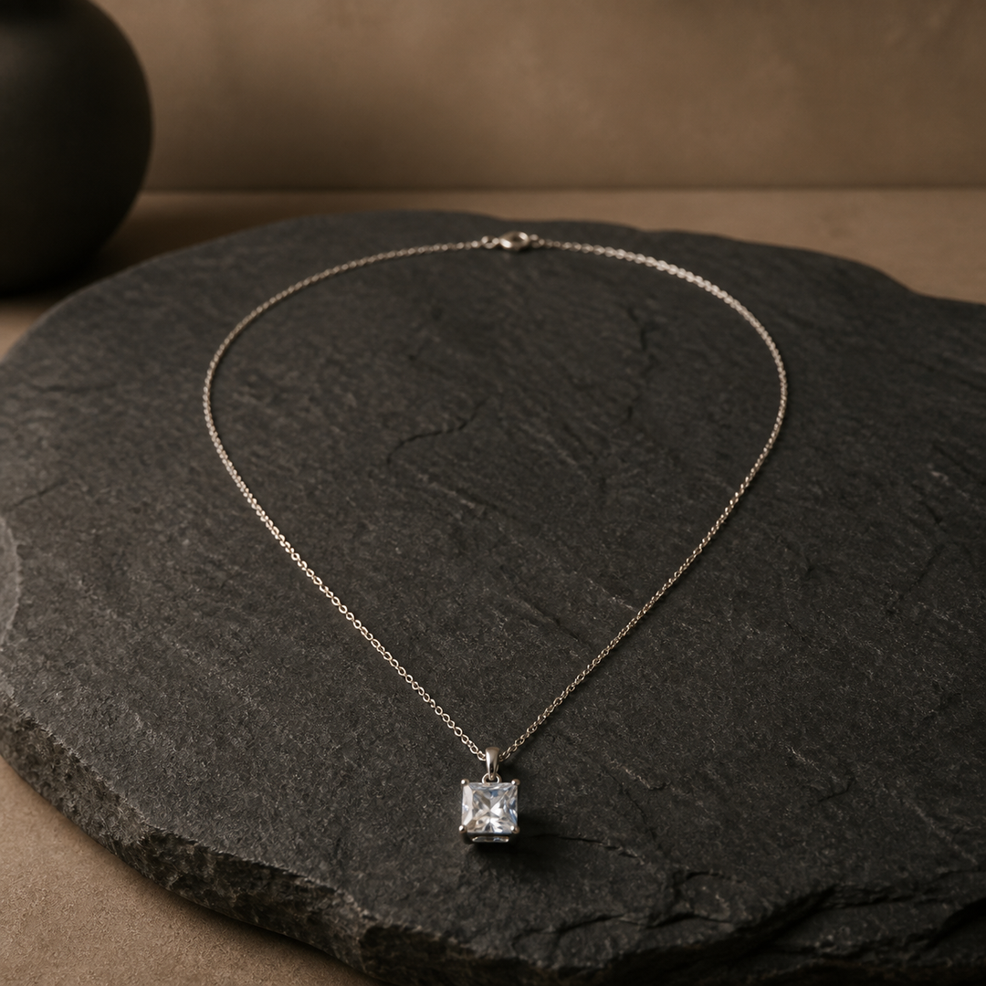 White CZ Pendant Necklace - 925 Sterling Silver - primary product image - Tarashya Jewels