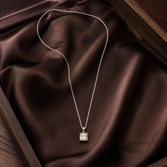 White CZ Pendant Necklace - 925 Sterling Silver - hand-held scale view - Tarashya Jewels
