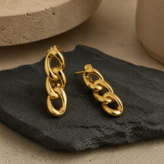 Cuban Chain Drop Earrings - Brass - primary product image - Tarashya Jewels