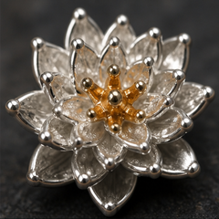 Lotus Stud Earrings - 925 Sterling Silver - close-up detail - Tarashya Jewels