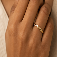 Fish School Dainty Ring - Brass - on-model detail - Tarashya Jewels