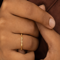 Fish School Dainty Ring - Brass - hand-held scale view - Tarashya Jewels