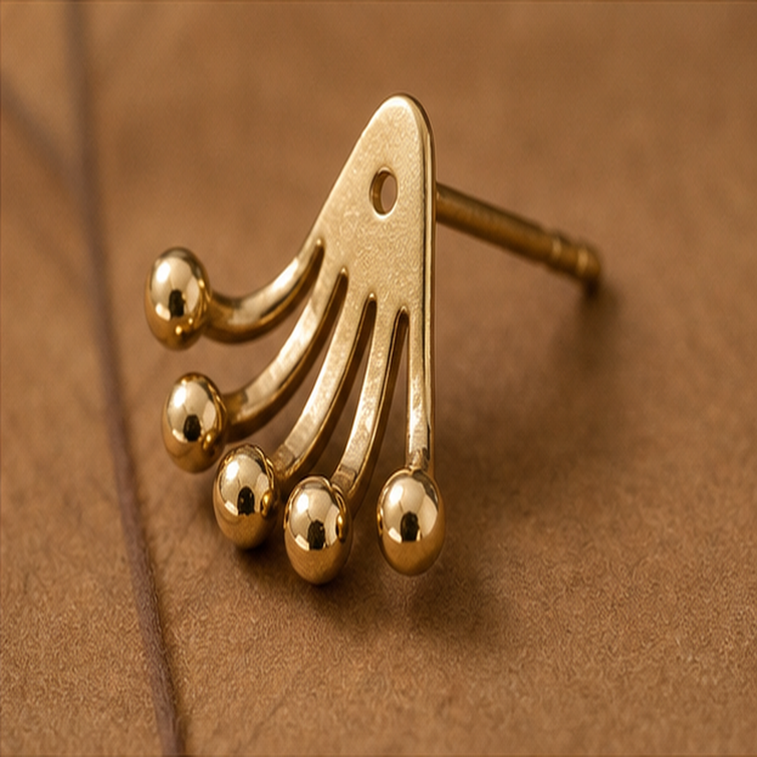 Ear Jacket Earrings - Brass - angled product view - Tarashya Jewels