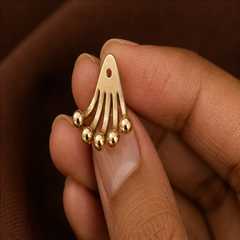 Ear Jacket Earrings - Brass - hand-held scale view - Tarashya Jewels