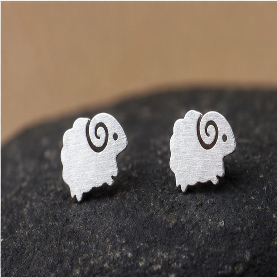 Sheep Stud Earrings - 925 Sterling Silver - primary product image - Tarashya Jewels