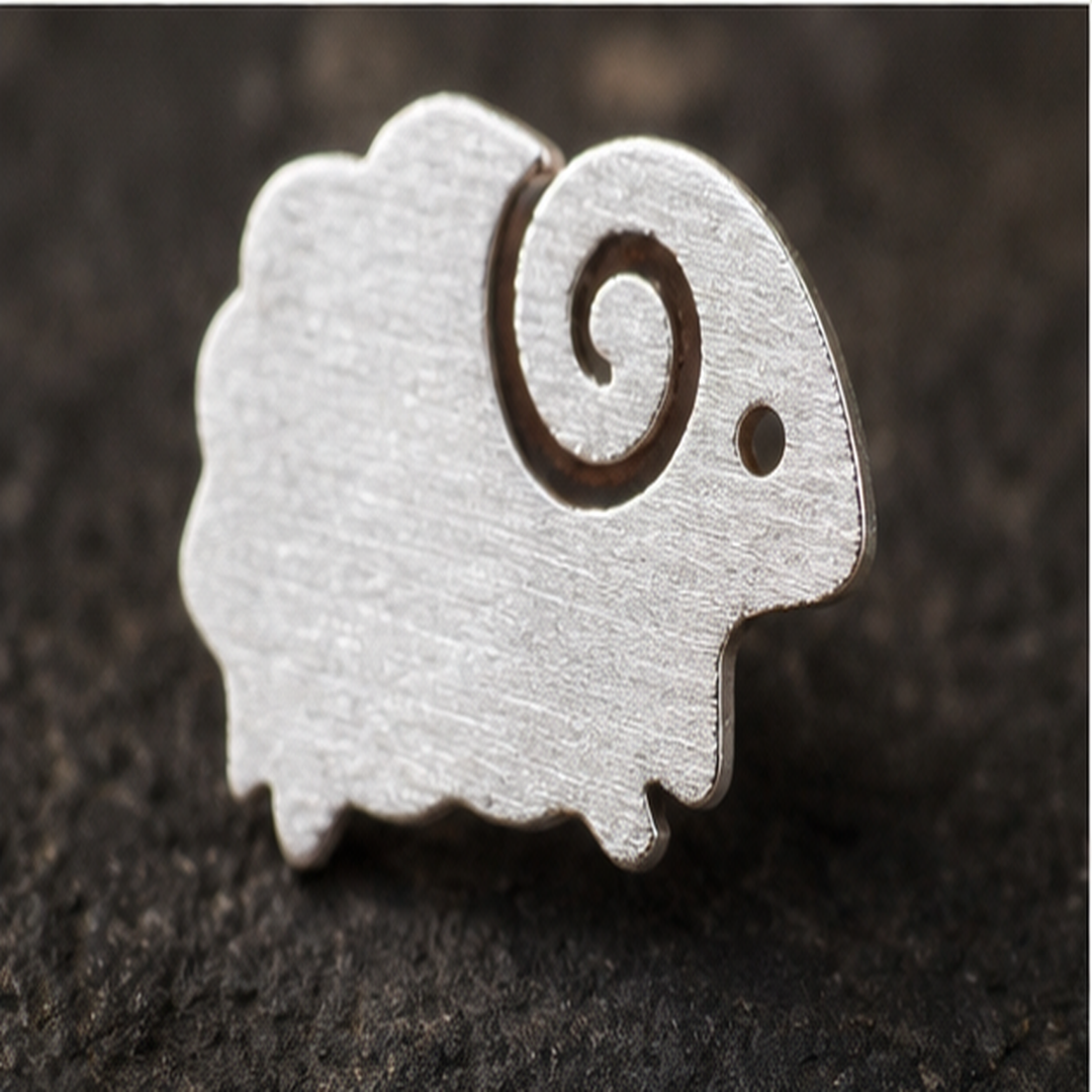 Sheep Stud Earrings - 925 Sterling Silver - close-up detail - Tarashya Jewels
