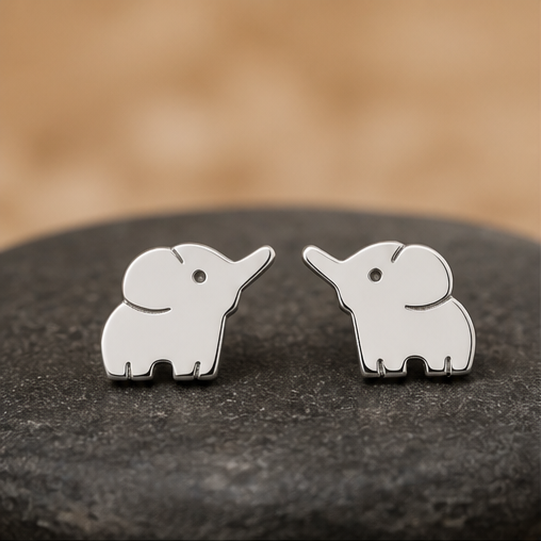 Elephant Stud Earrings - 925 Sterling Silver - primary product image - Tarashya Jewels