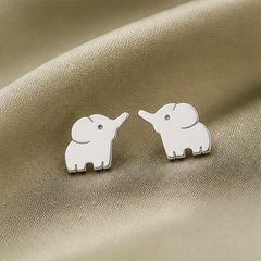 Elephant Stud Earrings - 925 Sterling Silver - flat lay - Tarashya Jewels