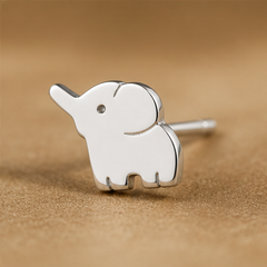 Elephant Stud Earrings - 925 Sterling Silver - angled product view - Tarashya Jewels