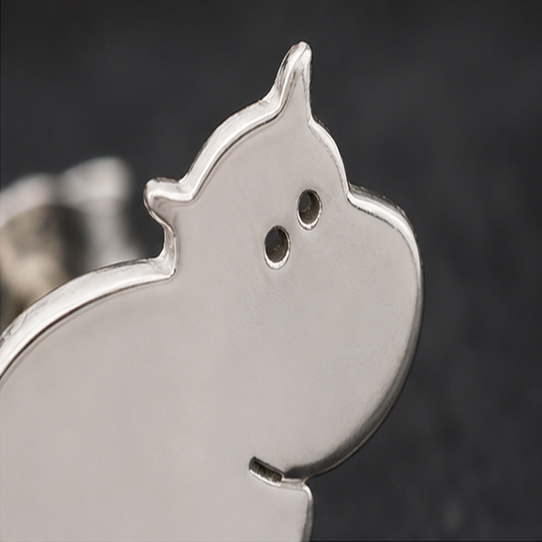 Hippo Stud Earrings - 925 Sterling Silver - close-up detail - Tarashya Jewels