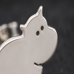 Hippo Stud Earrings - 925 Sterling Silver - close-up detail - Tarashya Jewels