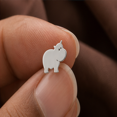 Hippo Stud Earrings - 925 Sterling Silver - hand-held scale view - Tarashya Jewels