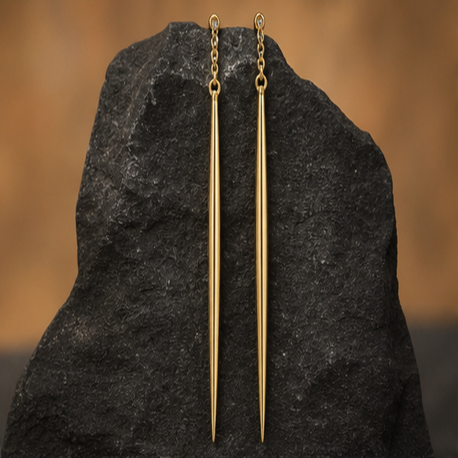Anime-Inspired Needle Drop Earrings - Brass - primary product image - Tarashya Jewels