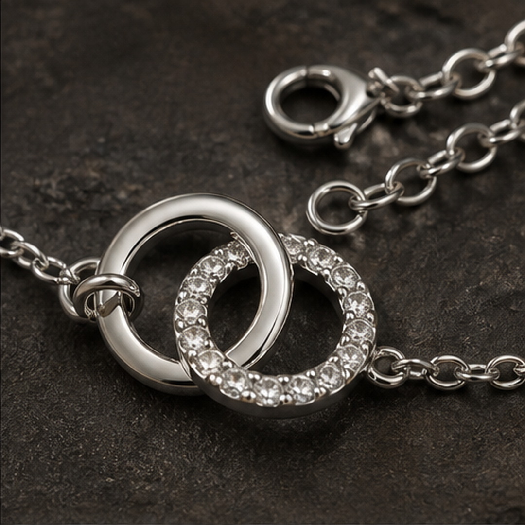 Eternity Link Bracelet - 925 Sterling Silver - close-up detail - Tarashya Jewels
